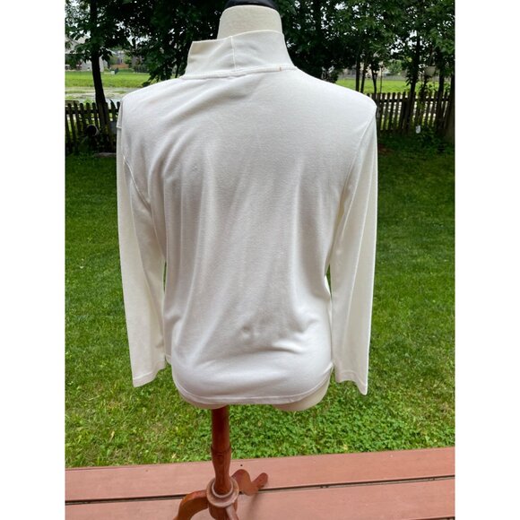 Christmas-Themed Womens Navy Button-Up Jacket & White Turtleneck Set With Winter - Picture 13 of 15